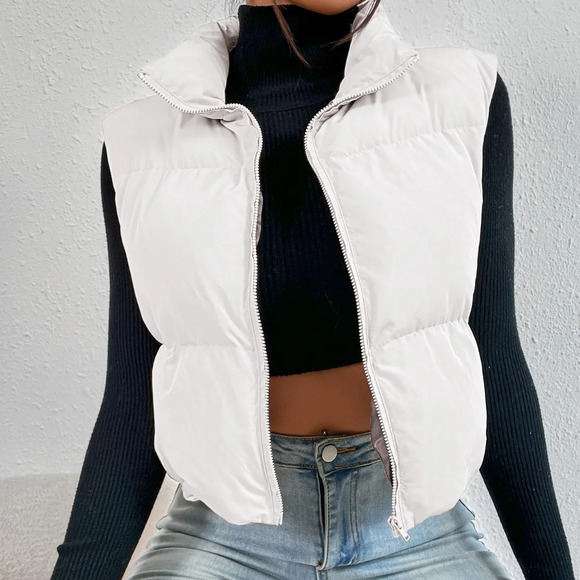 Outfits Zip Up Puffer Vest Coat